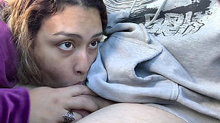 Pullover and Let Me Suck Your Dick Public Blowjob In Truck & Cum On Her Face