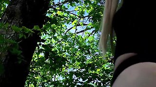 Miniature Schoolgirl Publicly in the Forest Masturbates Tight Pussy Moans Orgasm