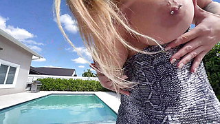 Busty Blonde Katalina Kylie Gets Fucked Outside by the Pool From J Mac
