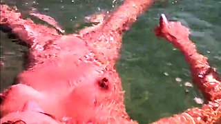 Naked Swimming MILF at the Beach