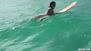 Crank catches sight of stunning big-ass surfer Jenna J Ross on the beach