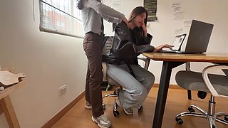 My lesbian colleague licks my pussy during a work day