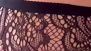 40 Weeks Pregnant, Black Fishnet Stockings, My BBC Brown Dildo All the Way in