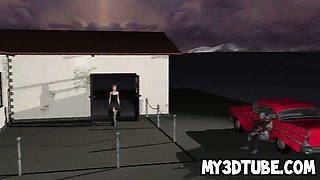Hot 3D cartoon redhead babe gets fucked by a zombie