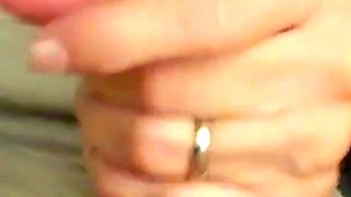 Old Granny Gives Perfect Handjob on the Sofa