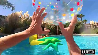 Laynee James Soaks Her Pussy In The Pool Before Getting Filled by LUBED: Porn