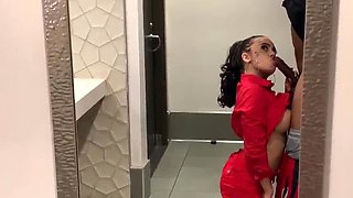 Genevieve Sinn Deep Throats Sevyan Harden's Huge BBC in Public Restroom - POV Blowjob & Cumshot