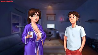 Sexy roommate Jenny getting nude showing her huge boobs, Huge Tits Slut teasing - Summertime Saga 09