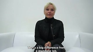 Blonde mature whore interviewed before hardcore fucking