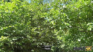 HUNT4K. Hunter talked a young lady into blowjob outdoors, she cheated on her husband immediately