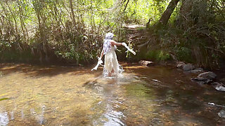 Forest nymph taking a peaceful bath