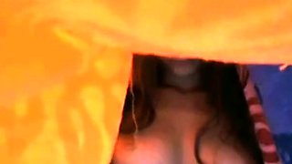 Brunette Flashes Webcam by the Pool