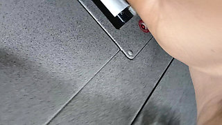 Risky Fucking in a Bus Bathroom. Huge Cum Shot