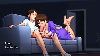 Debbie gives Anon a hot blowjob for the first time - summer time saga gameplay