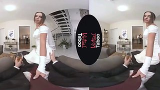 Brunette bride shares spouse and father in