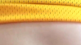 Assjob: the Basketball Girl Warms up by Rubbing Her Ass Against My Cock