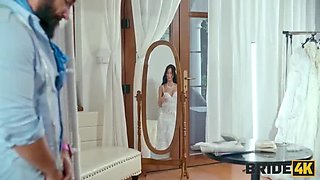 Brunette Bride Cheats on Groom Before Wedding - Fucked Hard in Wedding Dress on Salon Couch