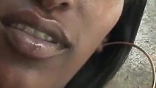 Lesbians Anna and Chanel touch each other outdoors