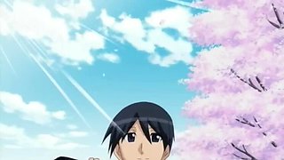 Anime schoolboy defiles two horny hentai girls, as an audience of students observe