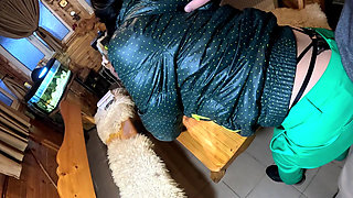 Green Downjacket Tease Smoking, Humiliation & Messy Cum Play