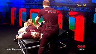 Blonde Takes Gangbang Throat Fuck from Multiple Guys and Bukkake Facial