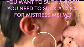 Sissy encouragement shares sensual blowing penis for mistress Mei
