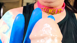 New Latex Gloves! Tina Snua Wanks A Dildo Just How Daddy Likes His Cock Stroked!