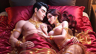 Erotic Cartoon Couple - Passionate Kissing & Romantic Foreplay in Candlelight