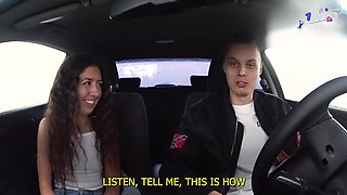 Passionate casting babe shares intense car and butt action on couch