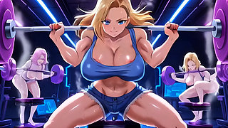 Android 18 Hentai Gym Tease - Big Tits Bounce Huge Ass Dirty Talk