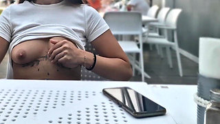 Flashing Boobs in a Restaurant