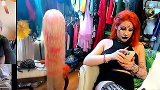 Amateur redhead Jacqueline with glasses masturbates