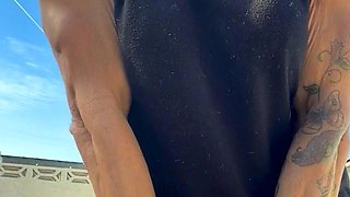 Busty blonde outdoor masturbation fun times