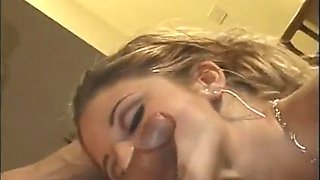 Gorgeous whore fellates bone and gets her vag eaten