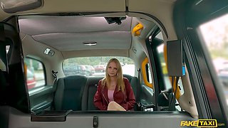 Skinny teen in fake taxi