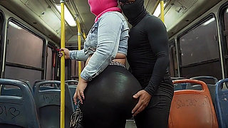 Masked Guy Grabs BBW's Huge Ass in Public Bus - Risky Tease
