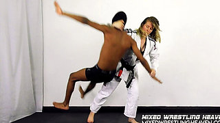 Blonde MILF in Black Belt BDSM - Judo Throws & Foot Domination Fetish HD