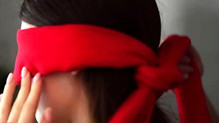 A cute brunette tries double penetration for the first time