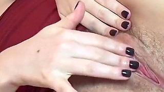 Hot and Busty Hairy Pussied MILF Takes Selfies While Masturbating