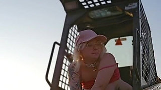 A Young French Wo Masturbate Herself on Her Dildo in a Tractor