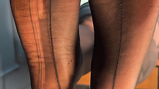Watch Me Tease You with My Ripped Nylon Feet Through the Glass