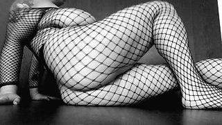 Milking Myself Trough Fishnets