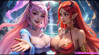 Lesbians kiss together, Ai animation
