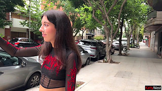 I Love to Walking Covered in Cum! Please Cum on My Face! - Public Cumwalk on Street