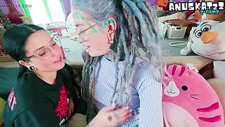 Thick Goth Teens ANAL Threesome POV - Double Blowjob & Sloppy Facials