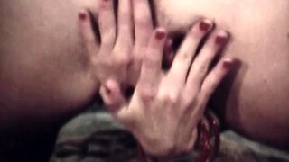 Blonde tight pussy babe solo toy fun in glamour masturbation