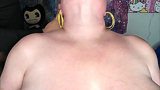 BBW Roommate Submits to Sloppy Rough Deepthroat Training 9 Inch Dildo