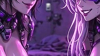 Cyberpunk Fun Girls in Their Room, Ai Animation