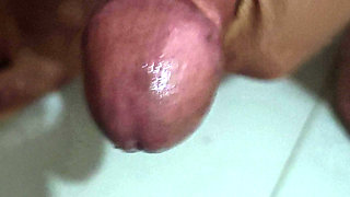 Hairy daddy enjoying cock at bathroom