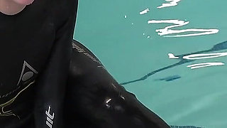 Neoprene Lust: Inflatable Snorkel Vest Pleasure in the Pool